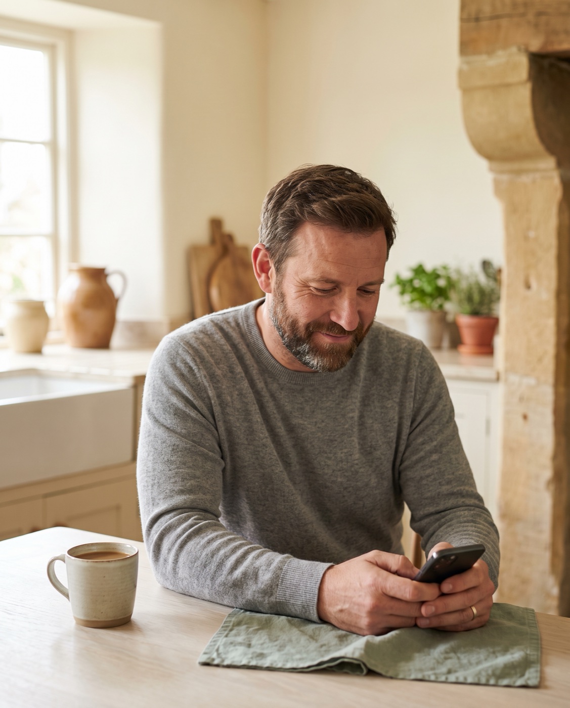 A patient at home reading a dental practice website on her phone